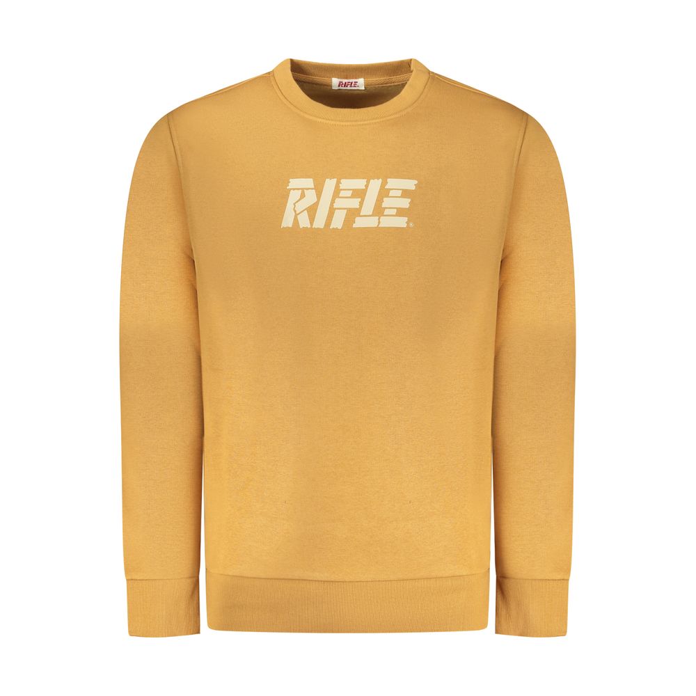 Rifle Brown Cotton Men Sweater with iconic logo and bold crew neck, long-sleeved for style-conscious individuals.