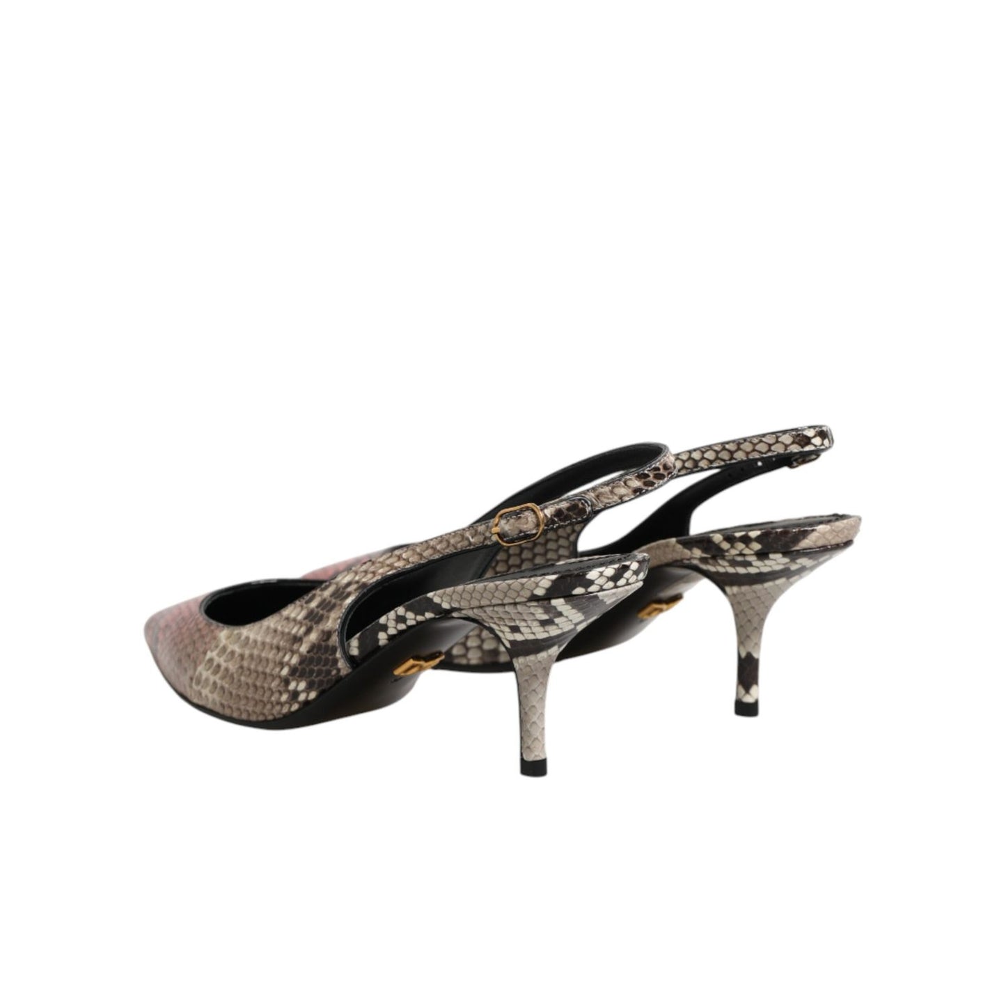 Dolce & Gabbana Multicolor Leather Heels Slingback  Shoes