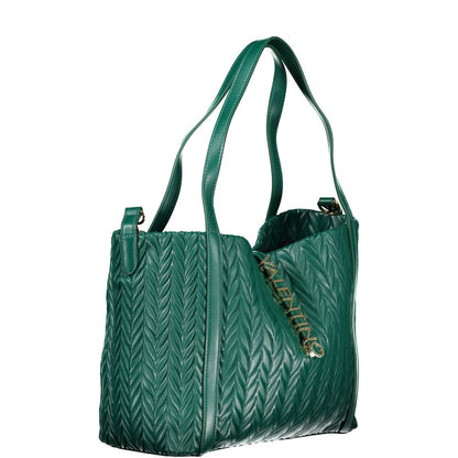 Mario Valentino Green Polyethylene Handbag with two handles and contrasting details, featuring logo and snap closure.