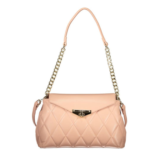 Mario Valentino Pink Polyethylene Women Handbag with chain handle and adjustable strap, luxurious and stylish fashion accessory.
