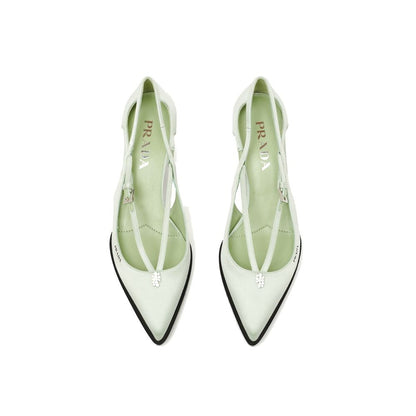 Prada Green Silk Mid Heel Pumps