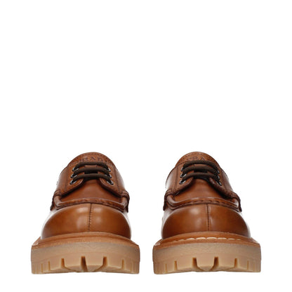 Prada Brown Leather Oxfords And Derbies