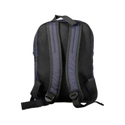 Rear view of K-WAY Blue Polyamide Backpack with adjustable shoulder straps and handle.