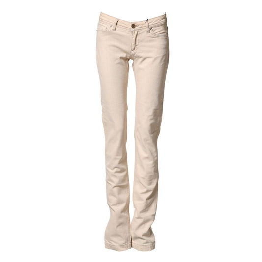 Dolce & Gabbana Beige Low Waist Cotton Slim Fit Denim Trousers Jeans