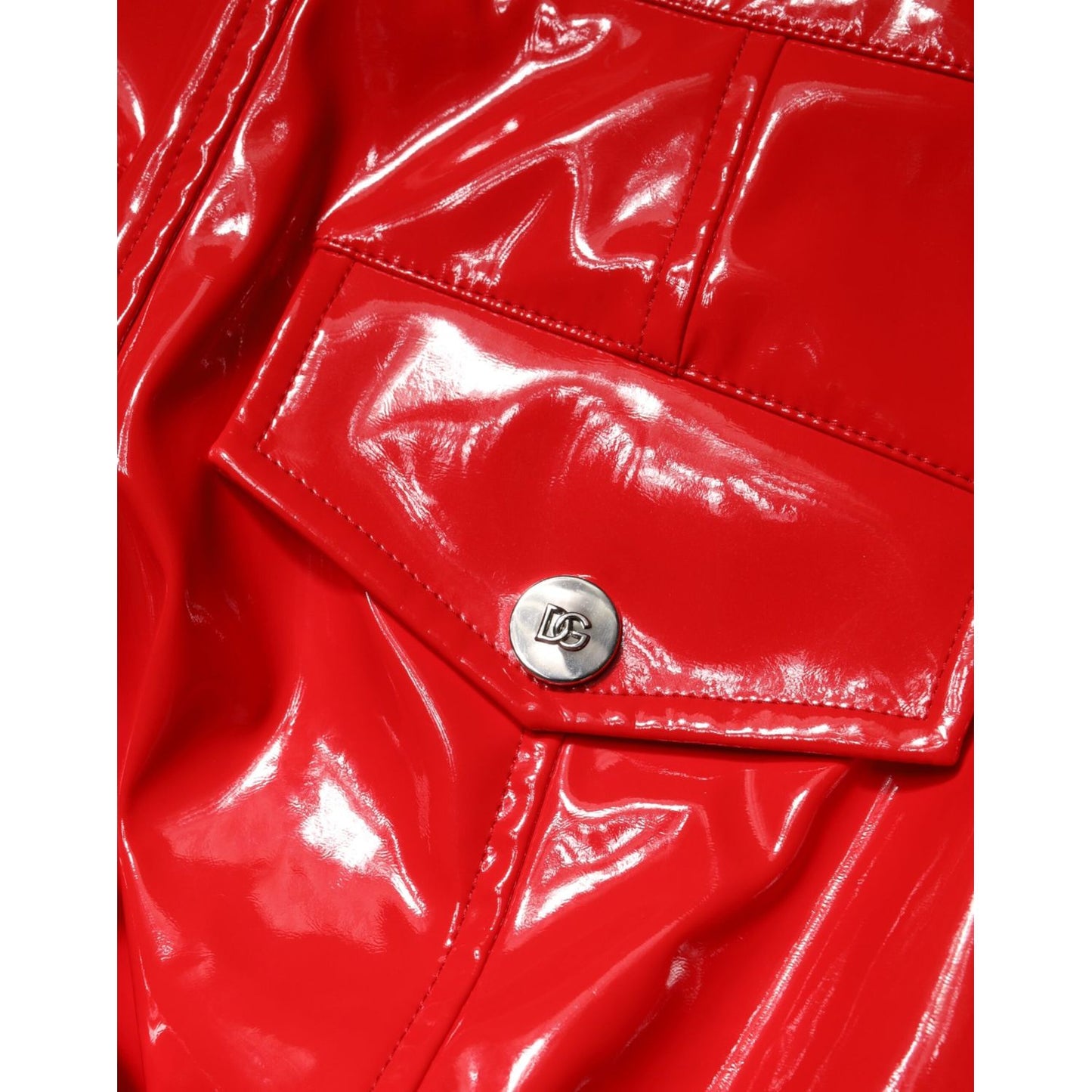 Dolce & Gabbana Red Glossy Polyester Cargo Boot Cut Pants