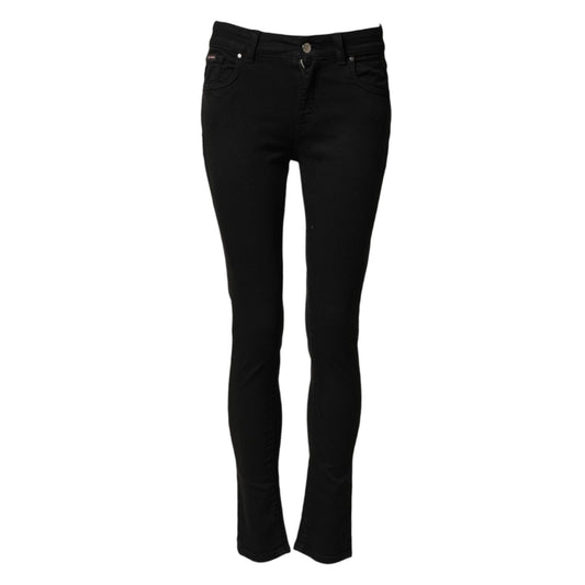 Dolce & Gabbana Black Cotton Skinny Mid Waist Denim Jeans