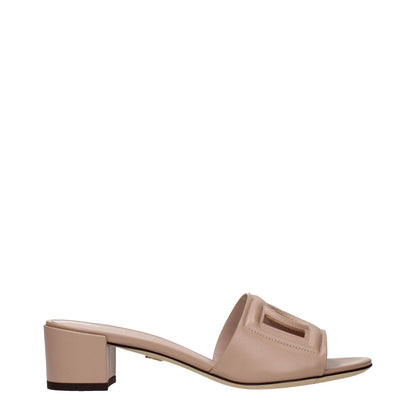 Dolce & Gabbana Pink Leather Flat Sandals