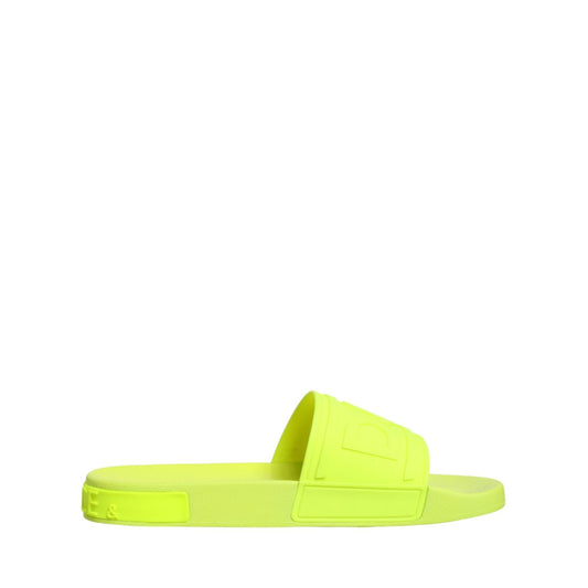 Dolce & Gabbana Green Rubber Slides Sandals Beachwear Shoes