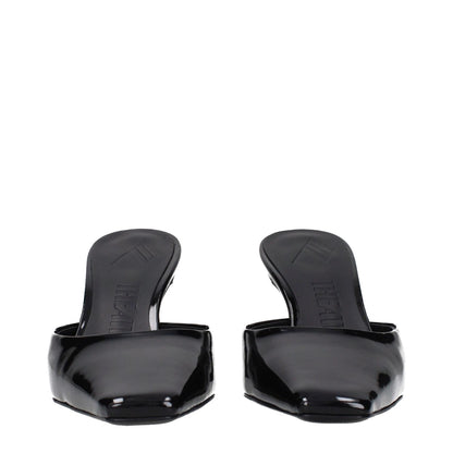 The Attico Black Leather Flat Sandals