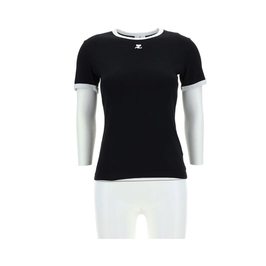 Courrèges Black Cotton T-Shirt
