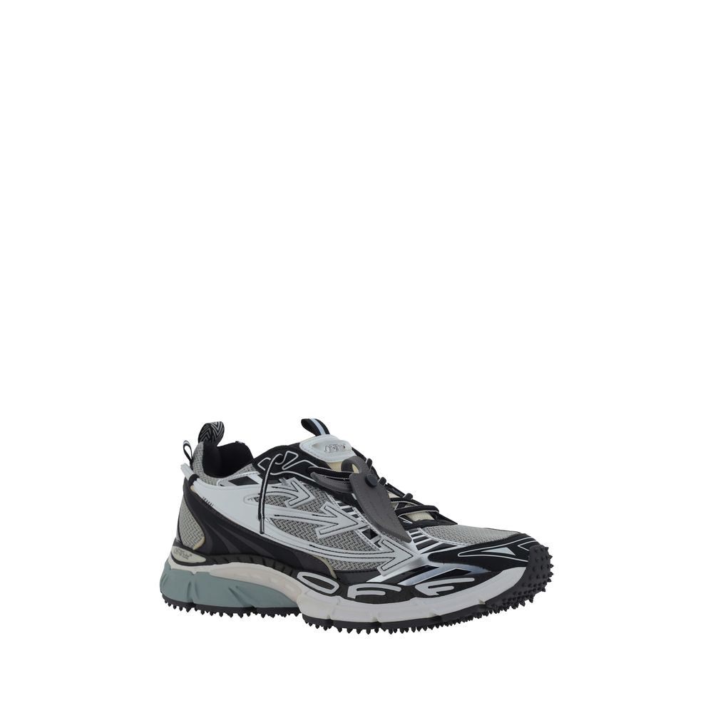 Off-White Gray Polyester Athletic Sneakers
