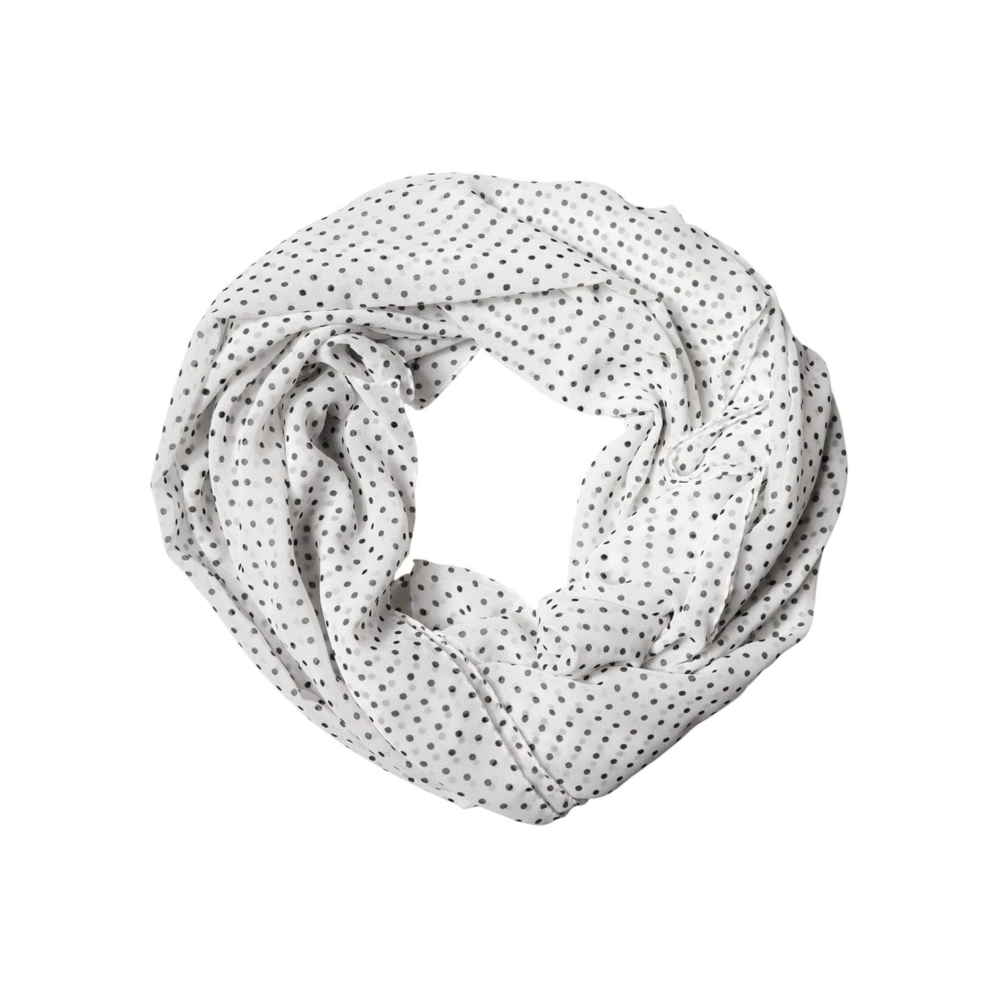 Dolce & Gabbana White Polka Dot Polyester Shawl Scarf