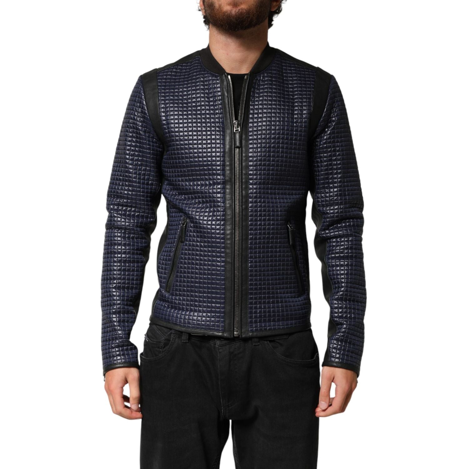 Dolce & Gabbana Blue Nylon Full Zip Bomber Men Jacket