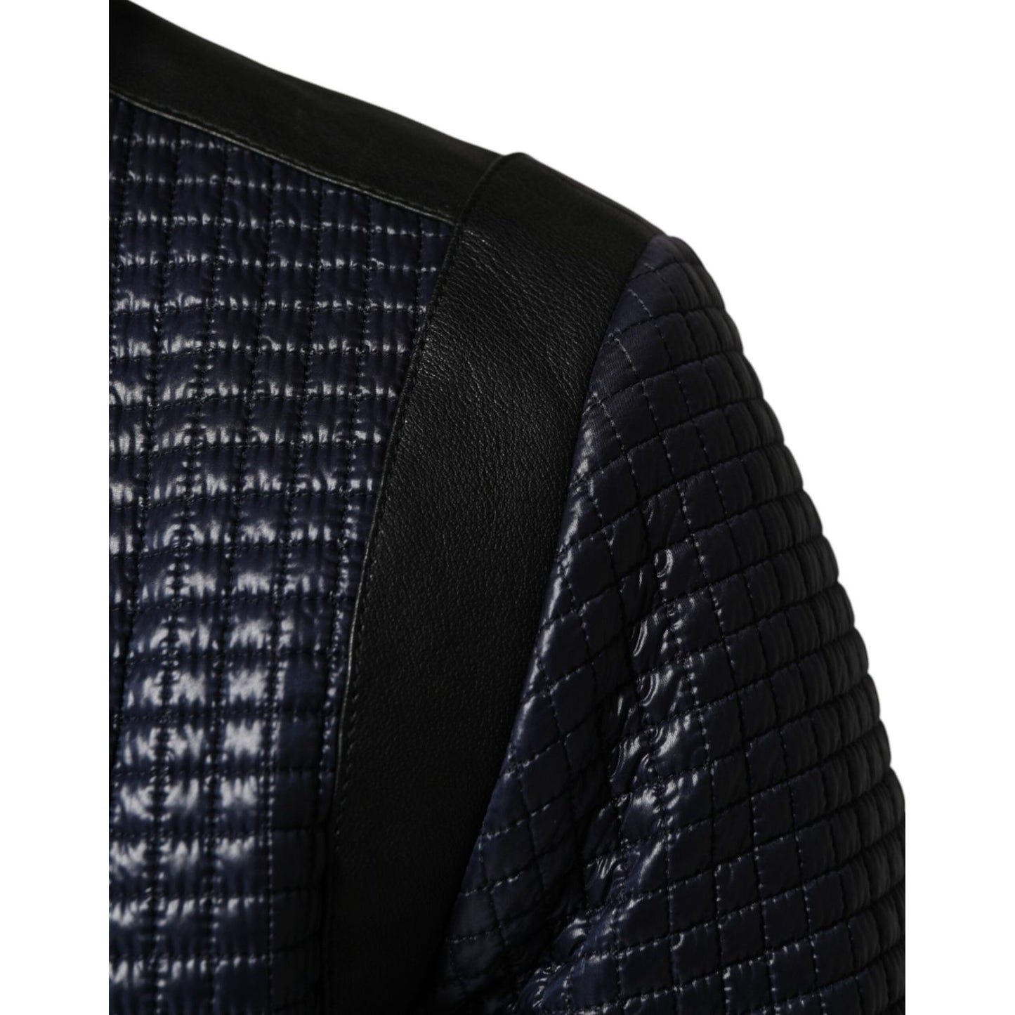 Dolce & Gabbana Blue Nylon Full Zip Bomber Men Jacket