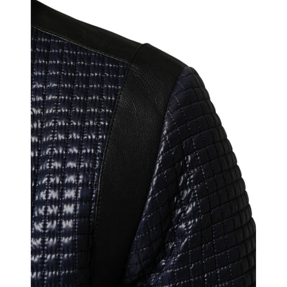 Dolce & Gabbana Blue Nylon Full Zip Bomber Men Jacket