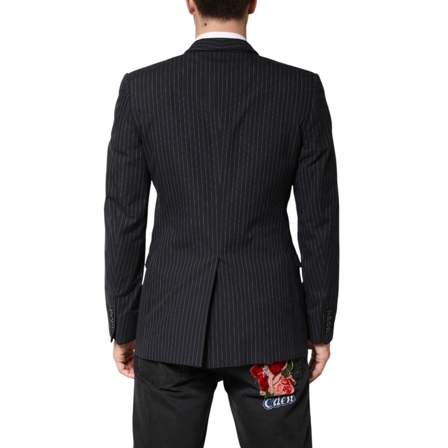 Dolce & Gabbana Black Stripes 1 Button Suit Jacket Blazer