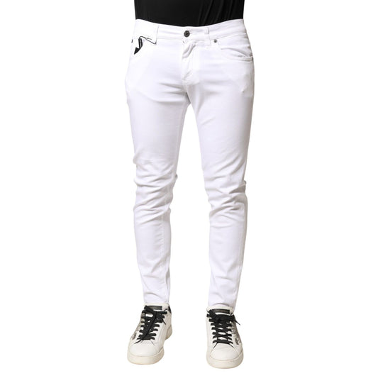Dolce & Gabbana White Cotton Stretch Skinny Denim Men Jeans