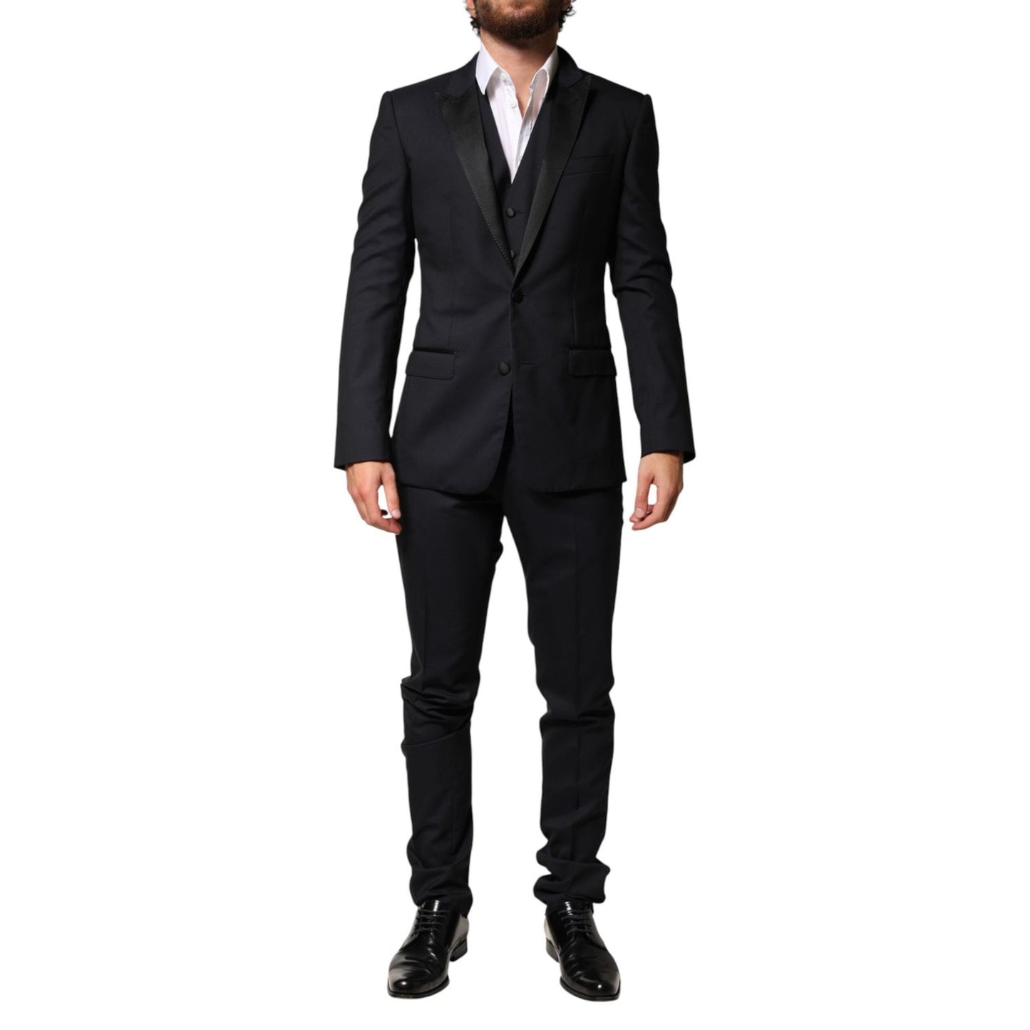 Dolce & Gabbana Black Wool Single Breasted 3 Piece Men Suit
