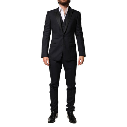 Dolce & Gabbana Black Wool Single Breasted 3 Piece Men Suit
