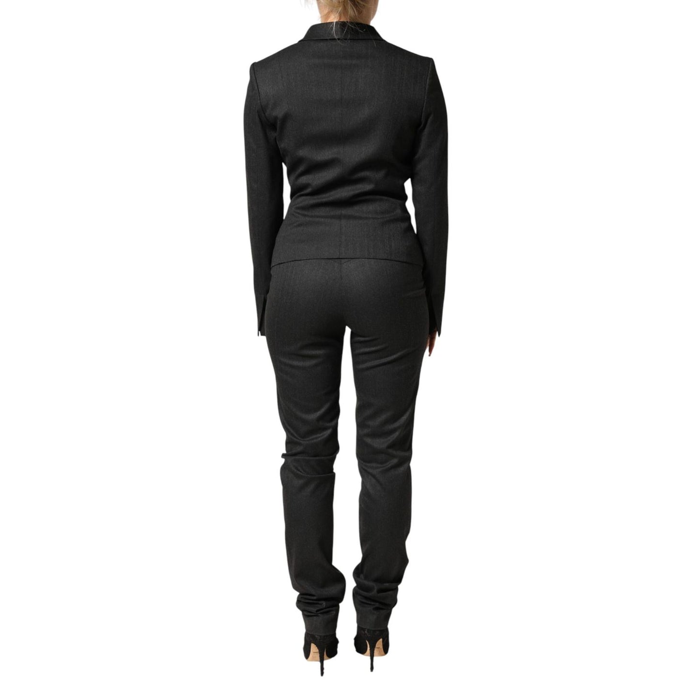 Exte Black Double Breasted Pants Blazer Jacket 2 Piece Suit