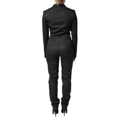 Exte Black Double Breasted Pants Blazer Jacket 2 Piece Suit