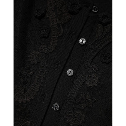 Dolce & Gabbana Black Sheer Button Down Cardigan Sweater