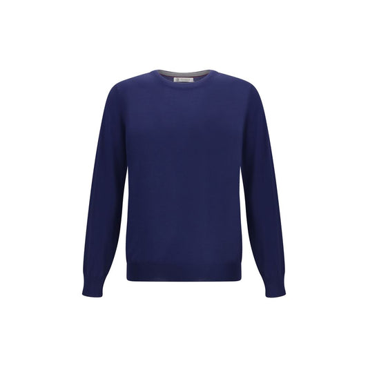 Brunello Cucinelli Blue Fleece Wool Sweatshirt