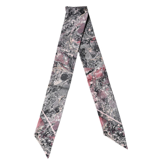 Dolce & Gabbana Multicolor Marble Neck Silk Wrap Foulard Scarf