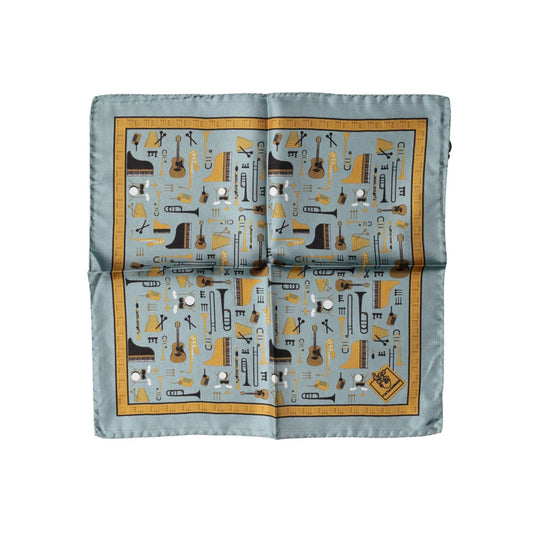 Dolce & Gabbana Blue Jazz Club Square Handkerchief Scarf