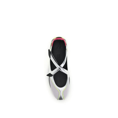 The Attico Silver Polyurethane Ballet Flats