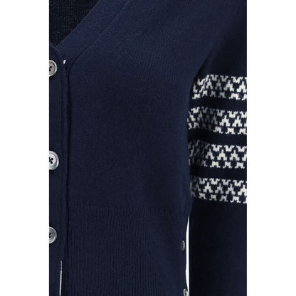 Thom Browne Blue Fleece Wool Cardigan