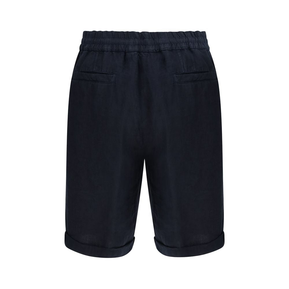 Brunello Cucinelli Blue Linen Bermuda Shorts