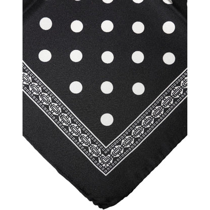Dolce & Gabbana Black Polka Dot Square Handkerchief Scarf