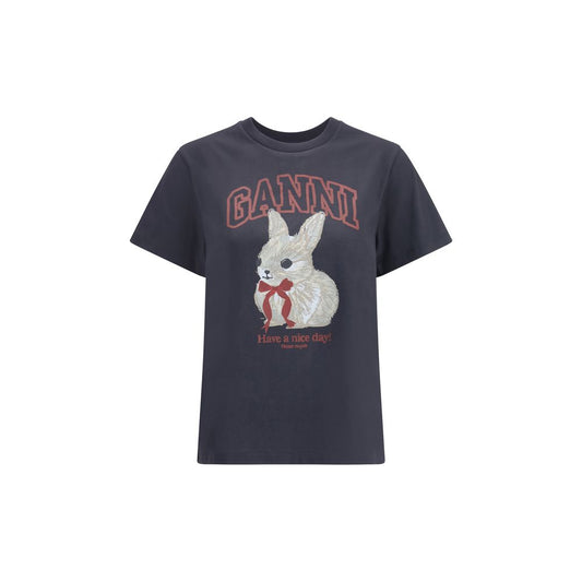Ganni Black Cotton T-Shirt