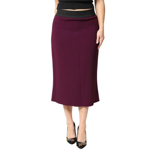Dolce & Gabbana Maroon Mid Waist Pencil Cut Midi Skirt