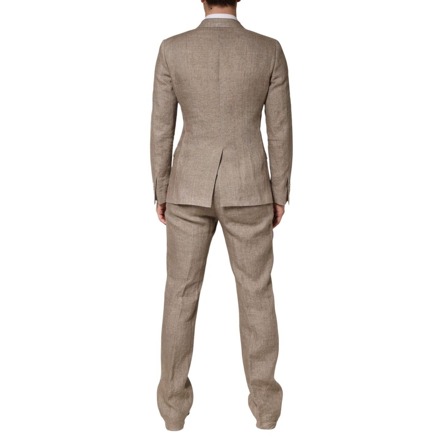 Dolce & Gabbana Beige Linen Double Breasted 2 Piece Men Suit