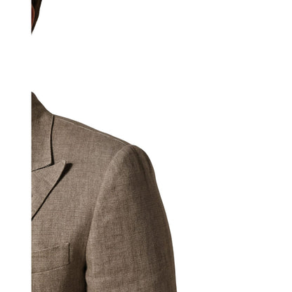 Dolce & Gabbana Beige Linen Double Breasted 2 Piece Men Suit