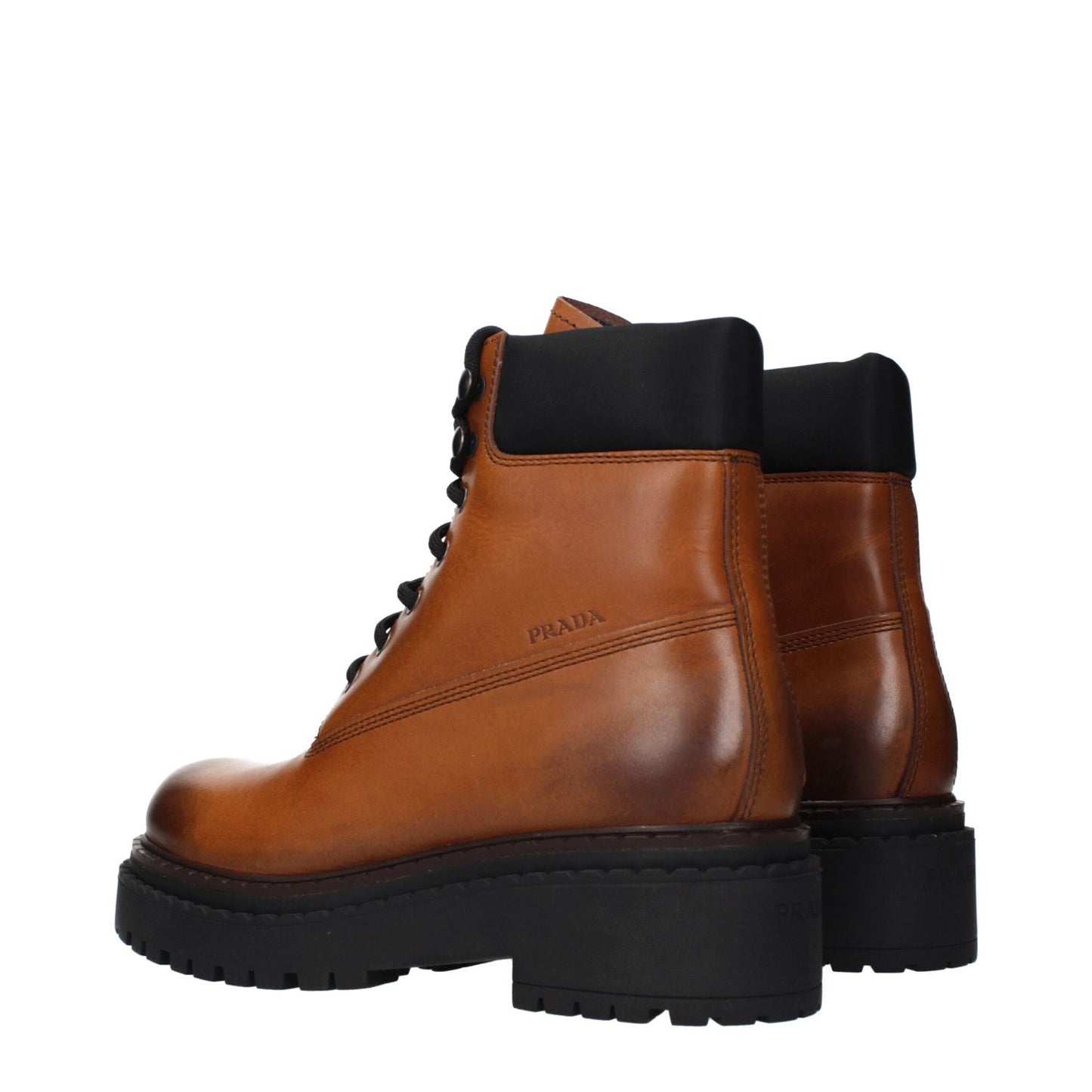 Prada Brown Leather Ankle Boots Prada