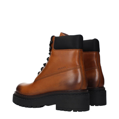 Prada Brown Leather Ankle Boots Prada