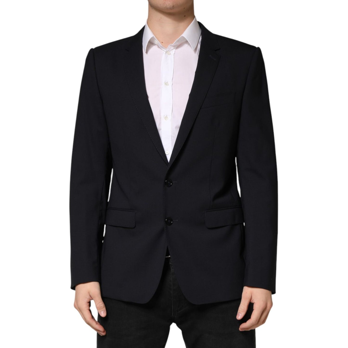 Dolce & Gabbana Black Wool Single Breasted 2 Button Blazer