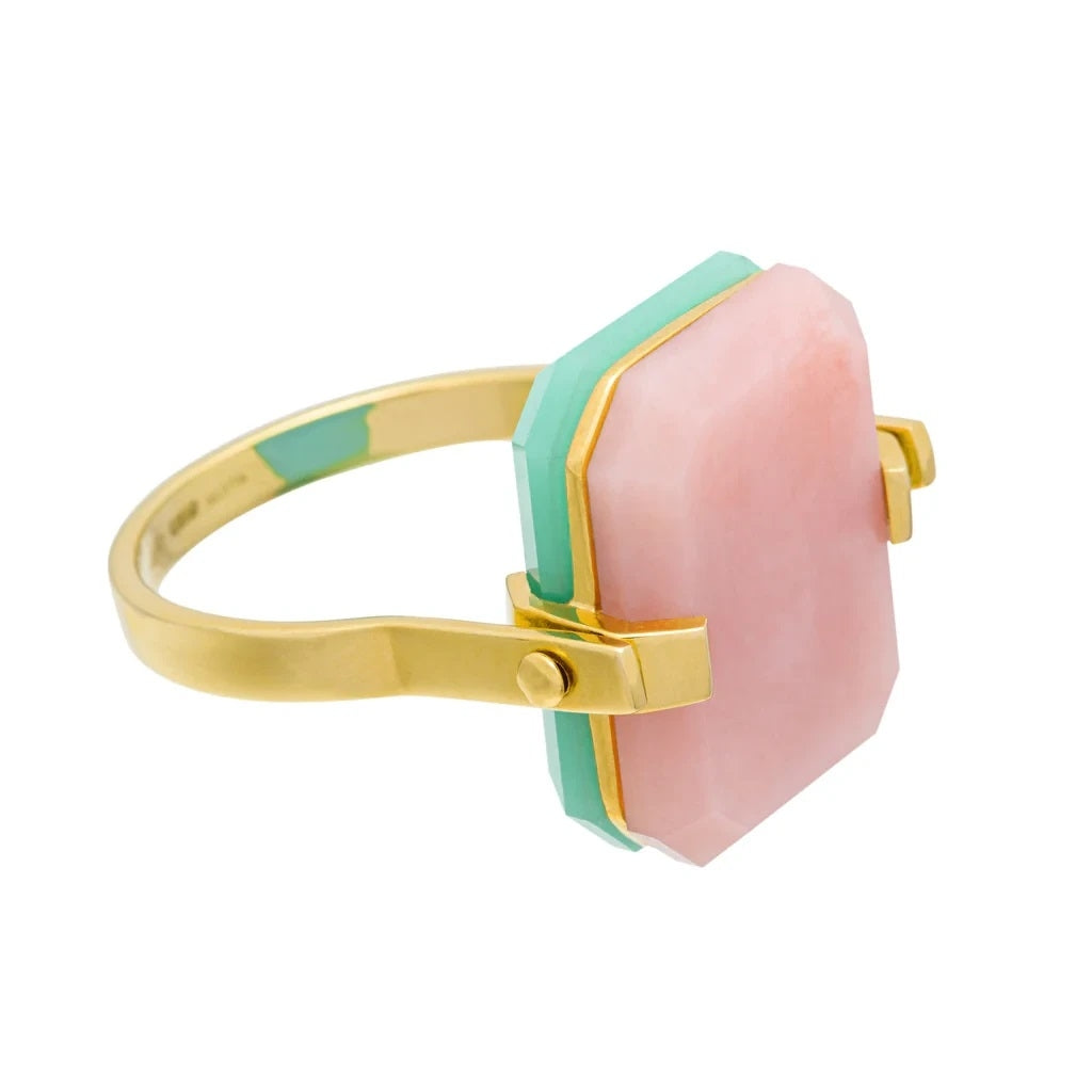 ALIITA ANELLI MOD. RIDCBS10E2YG09K gold ring with pink gemstone and mint accent, elegant jewelry design