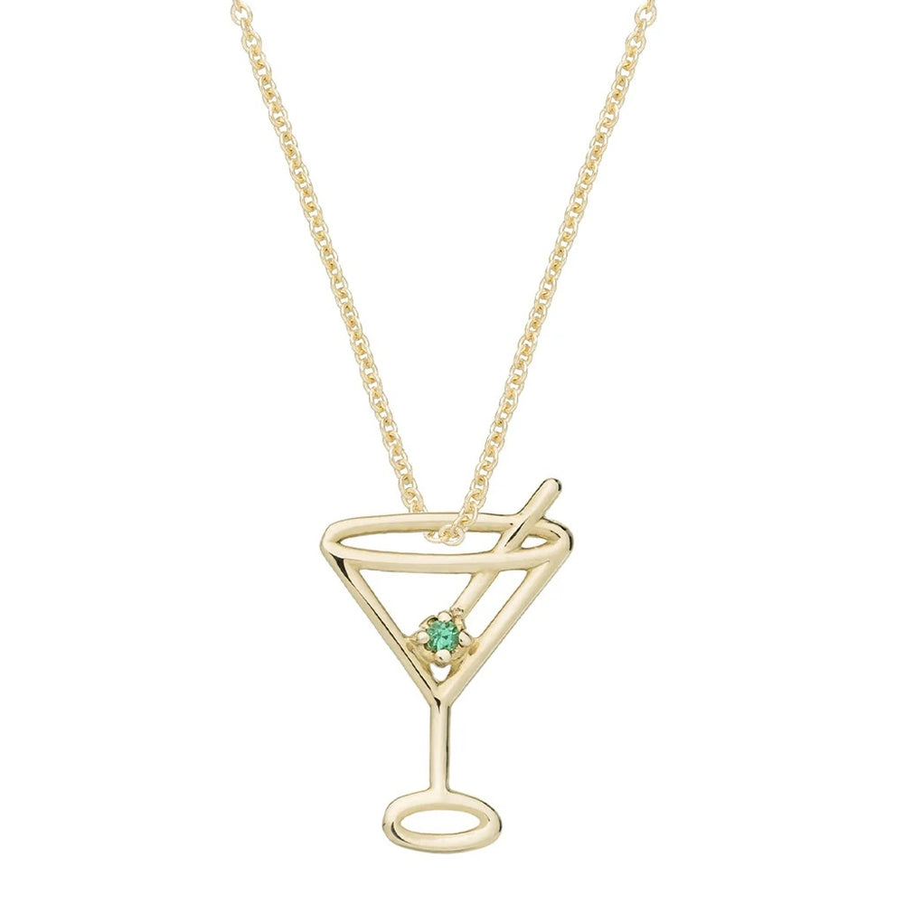 Gold necklace with martini glass pendant, ALIITA COLLANE MOD. NRPU3X002IYG09K, featuring intricate design and gemstone detail.