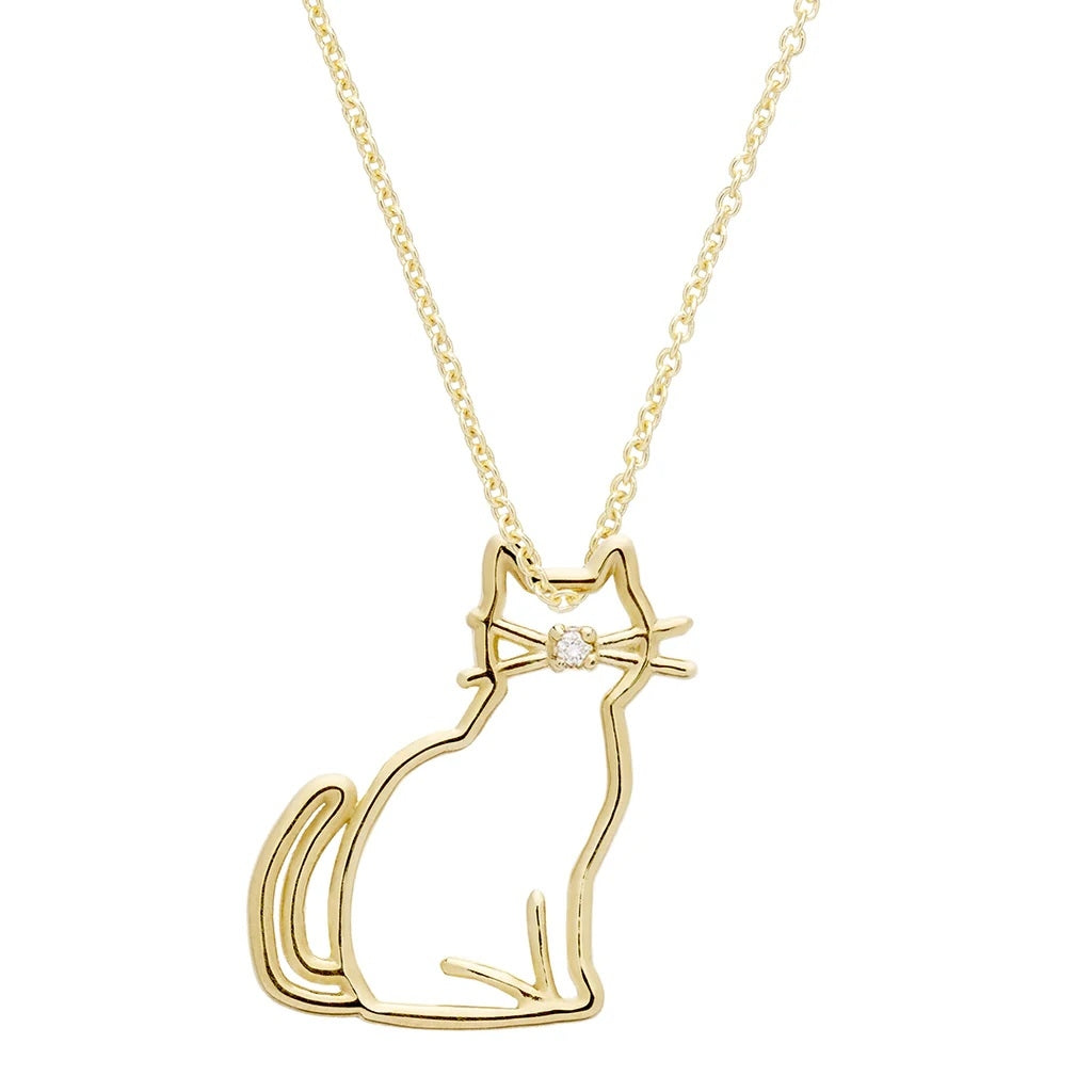 ALIITA COLLANE MOD. NRPUAG001AYG09K cat-shaped gold necklace with diamond detail