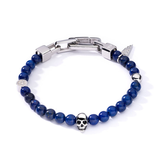 AN JEWELS JEWELRY Mod. AA.P255SBL, a stylish bracelet featuring blue beads and skull design.