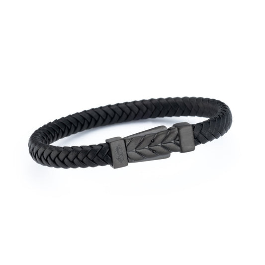 AN JEWELS JEWELRY Mod. AA.P256LBKK.M black leather braided bracelet