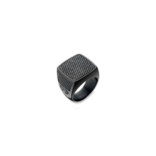 Black geometric textured ring from AN JEWELS JEWELRY Mod. AA.R02B-10