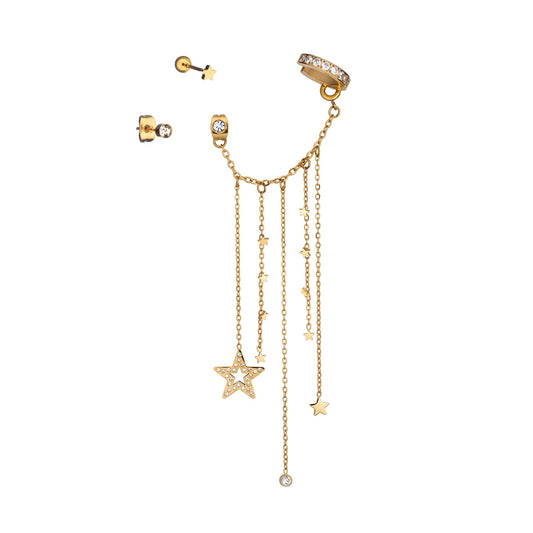 AN JEWELS JEWELRY Mod. AB.EP001G dangling gold earrings with star charms