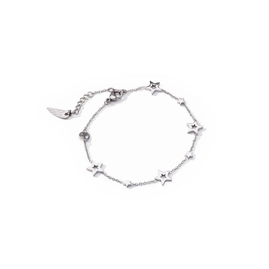 "AN JEWELS JEWELRY Mod. AL.BANKLE06 silver star bracelet on white background"