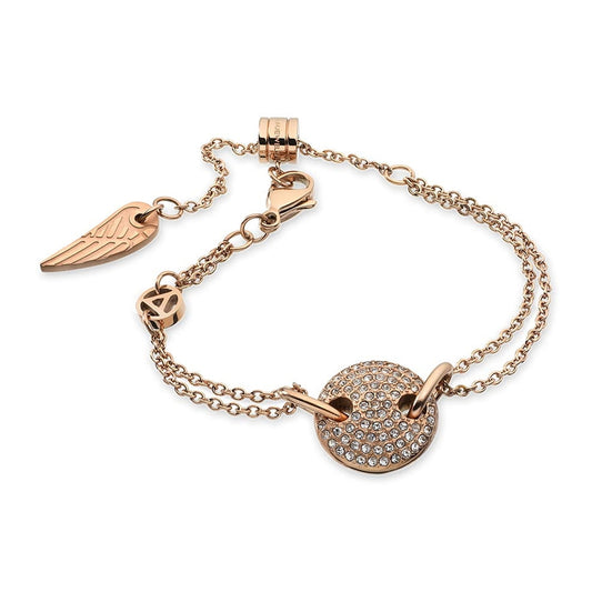 Rose gold bracelet AN JEWELS JEWELRY Mod. AL.BJT01RC with angel wing charm and crystal pendant
