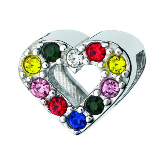 Heart-shaped AN JEWELS JEWELRY Mod. AL.DLI02FC charm with multicolored stones on silver.